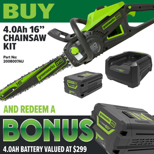 Greenworks 60v Battery Chainsaw Kit
