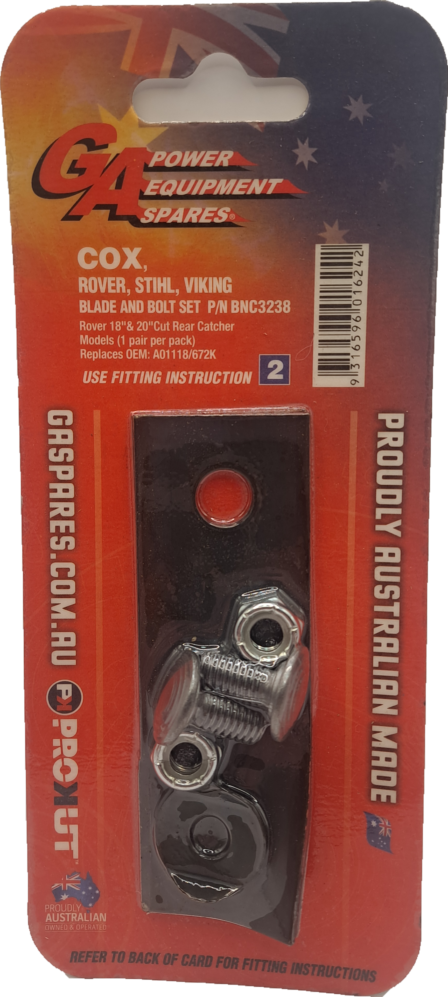 Rover 18" Mower Blade & Bolt Kit x 2 (BNC3238)