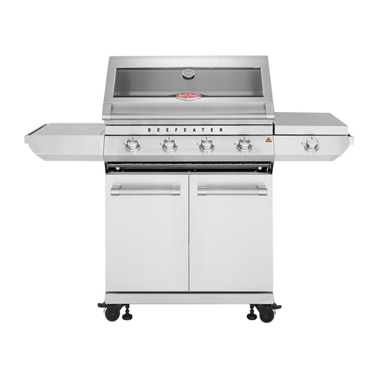 BeefEater 7000 Classic 4-Burner BBQ, Side Burner & Trolley, Stainless Steel