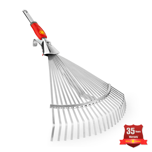 Wolf Garten UC-M Adjustable Flat Tine Steel Lawn Rake