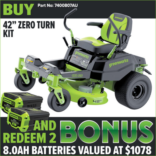 Greenworks 60v Battery Zero Turn 42" Ride-On Mower