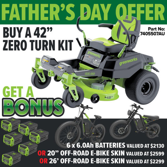 Greenworks 60v Battery CRZ426 Zero Turn 42" Ride-On Mower