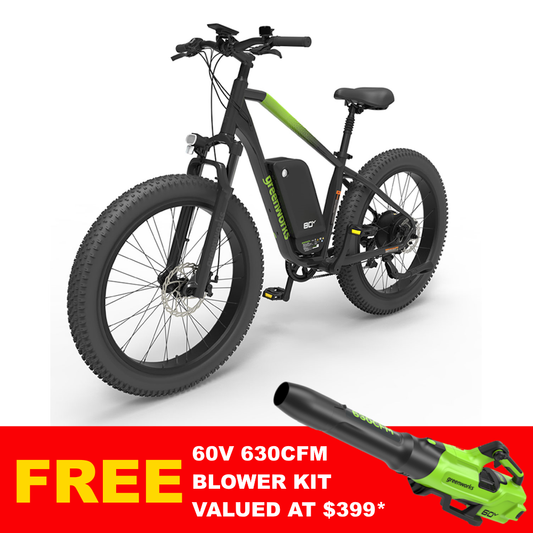 Greenworks 60V VENTURE Series 26” Fat Tyre Electric Mountain Bike 8Ah Kit
