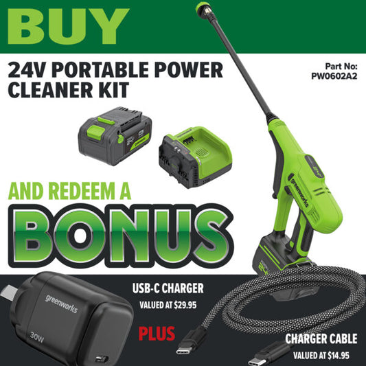 Greenworks 24V POWERALL 600 psi Power Cleaner Kit with Dual Voltage 24V/60V Charger