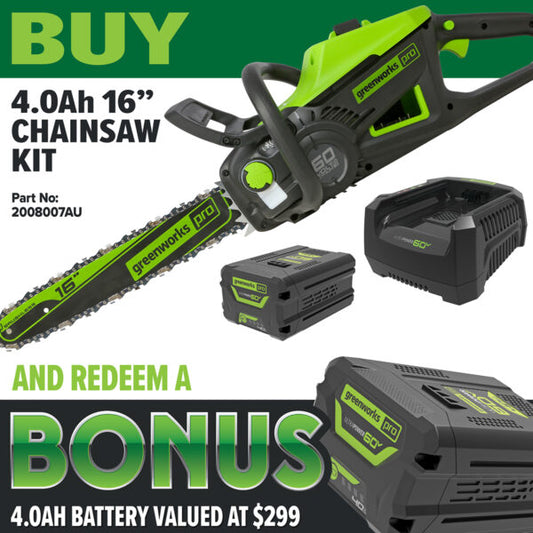 Greenworks 60v Battery Chainsaw Kit
