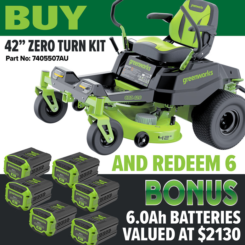Greenworks 60v Battery CRZ426 Zero Turn 42