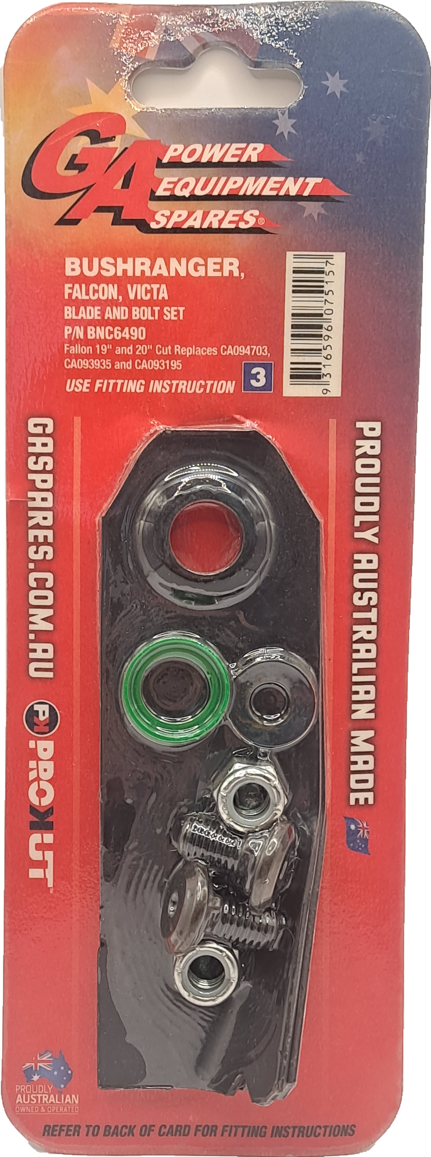 Victa 19" Mower Blade And Bolt Kit x 2 (BNC6490)
