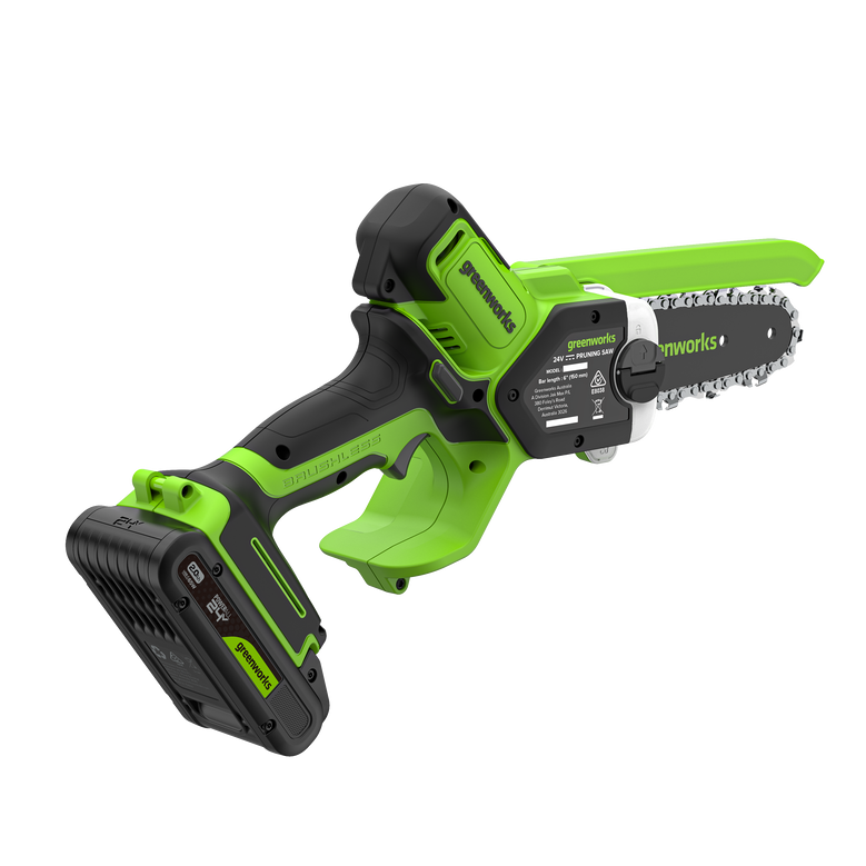 Greenworks 24V POWERALL 6” Pruning Saw Kit with Dual Voltage 24V/60V Charger